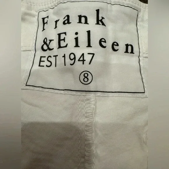 Frank & Eileen Blackstone Utility Pants Women 8 Chalk Italian Twill NWOT $298